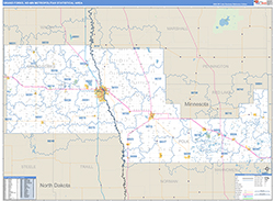 Grand Forks Metro Area Wall Map Basic Style 2026